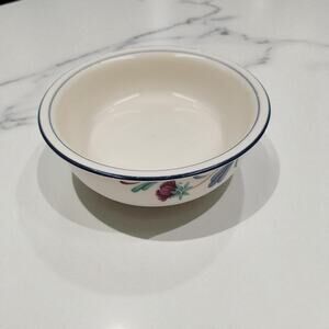 Lenox Chinastone Poppies on Blue 6 1/4" Cereal Bowl Red Flowers Blue Leaves